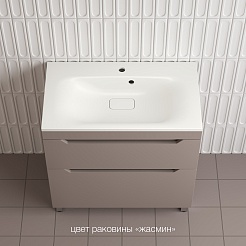 Style Line Тумба с кварцевой раковиной жасмин Остин 80 тауп темный – фотография-2